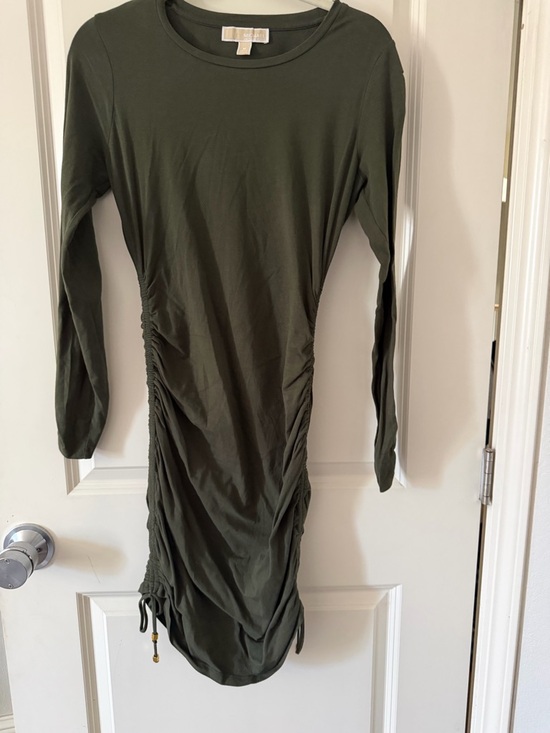 Michael Kors Dresses & Skirts - Michael Kors Olive Ruched Long Sleeve Dress M